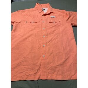 Men's Habit Vented Fishing Size‎ Med- Peach/Org. Button Down Short Sleeve Shirt